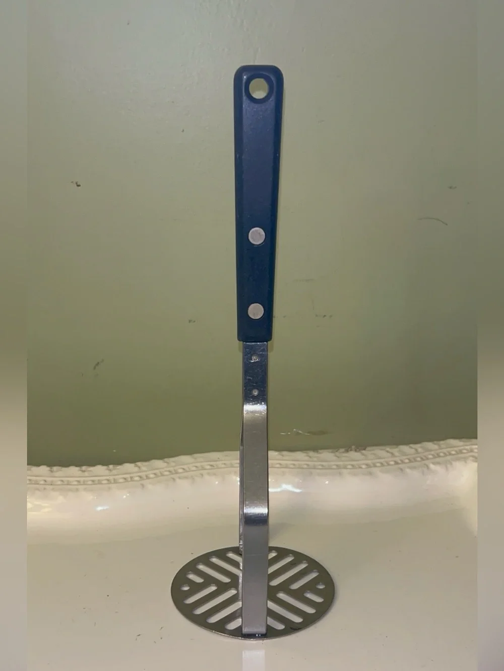 Ekco Forge USA Vintage Stainless Steel Potato Masher with Black handle